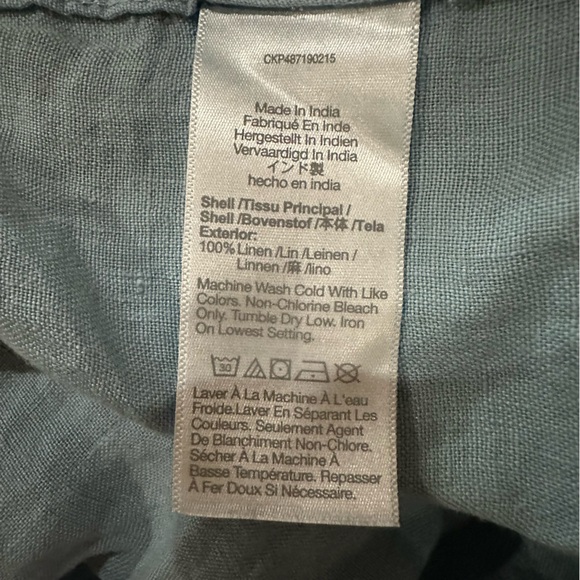 Madewell Linen Long-Sleeve Button-Up Shirt Light Blue Men's Medium NR329 Casual - Picture 12 of 13